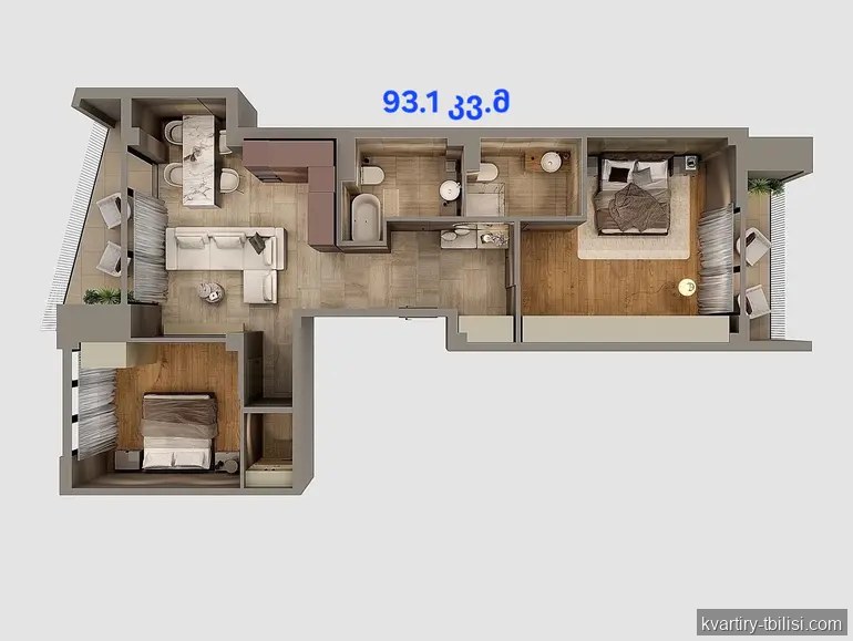 Трёхкомнатная квартира в Ведзиси — 186 200 USD | Tbilisi Homes