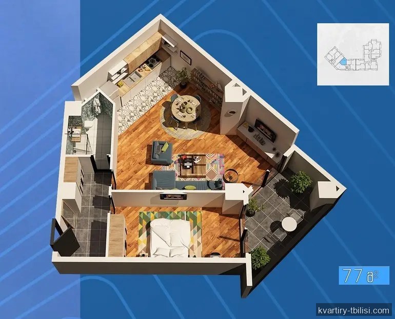 2-bedroom Apartment for sale in Vake, Tbilisi, 77 sqm, floor 9/28 — 196 000 USD | Tbilisi Homes